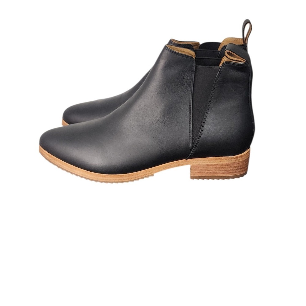 New! Nisolo Black Leather Chelsea Boots Men Size‎ 11 Side Zip Ankle Heel